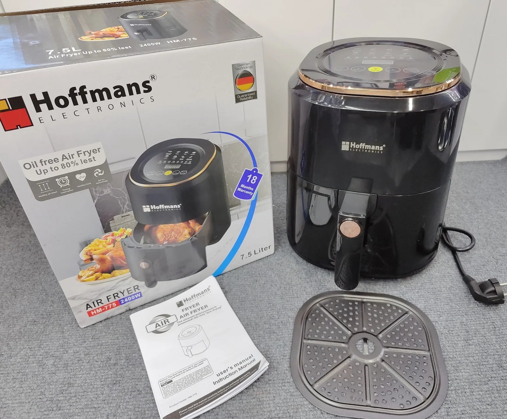 Hoffmans 7.5litres Digital Air Fryer, 2400W - Garantie de 18 mois